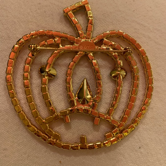VintageLarge Crystal Jack-O-Lantern brooch - Picture 3 of 3